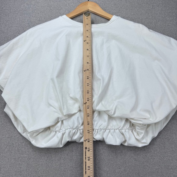 Grey Lab Bubble Hem Crop Top Womens XS White Oversized Dolman Sleeve Cotton - Picture 5 of 8